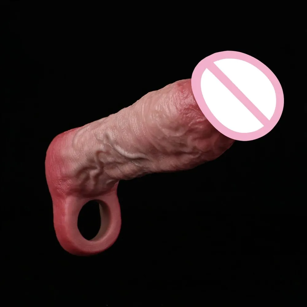 Reusable Penis Sleeve with Realistic Closed Head And Cock Ring Dick Enlargement Comdom Delay Ejaculation Sex Toys for Men — image 3