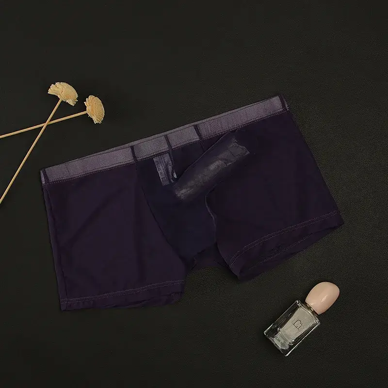 Cueca boxy masculina erótica gays sexy cintura baixa elefante nariz boxer shorts malha fina transparente respirável calcinha leve — image 4