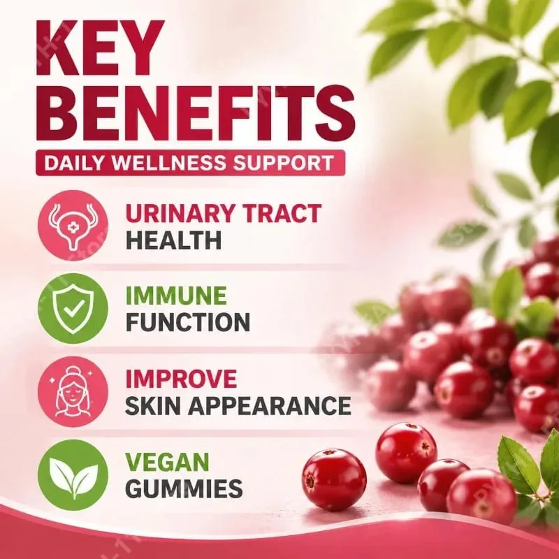 Cranberry Gummies for Urinary Tract Health Support with Vitamin C 40 Mg and Vitamin E 2.7 Mg 60 Gummies — image 5