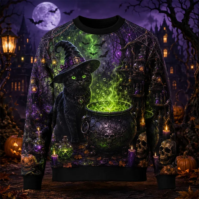 2026 nya pumpatryck halloween sweatshirts Mode trendiga långärmade semesterkläder tröja lösa Streetwear Hip Hop tröjor — image 9