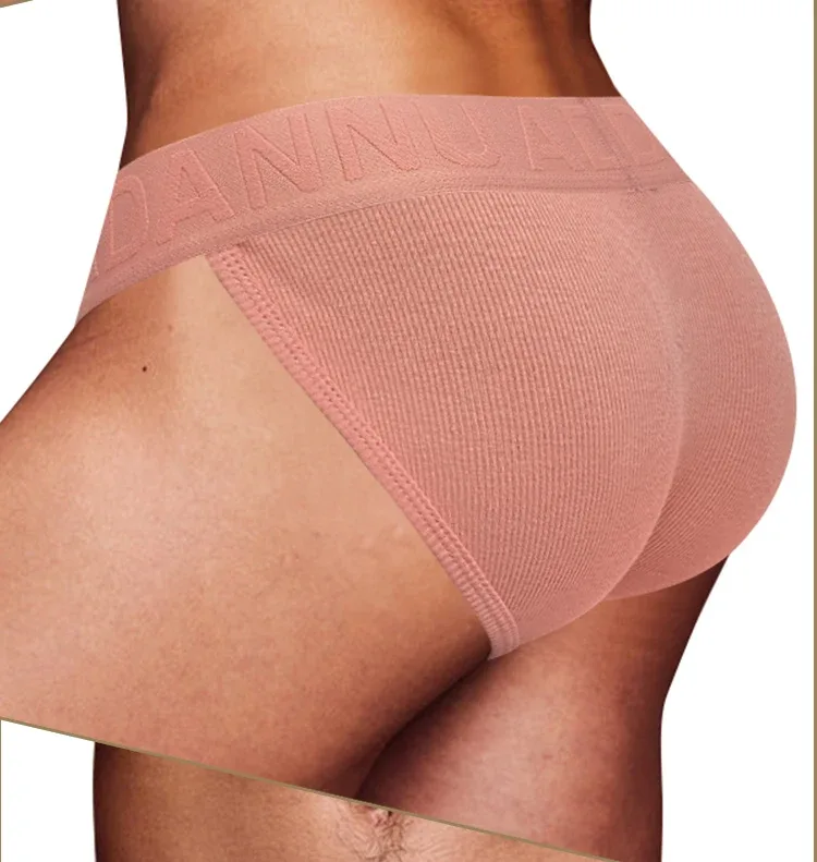 Men's Cotton Ribbed Skin-Friendly Bare Feel Convex Pouch Briefs, Embossed Letter Wide Waistband Slim Fit Underwear — image 19