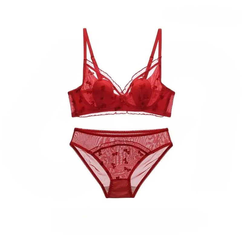 Cute Japanese Style Bunny Ears Bra Set Ultra-Thin Small Bust Enhancer Support Large Bust Anti-Sagging Comfort Lingerie For Women — image 3