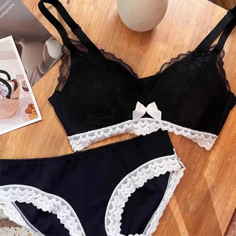 French Style Wireless Shaping Lingerie Set Push Up Lift Anti Sagging Lace Bra Luxury Comfort Support Ladies Daily Underwear — image 3