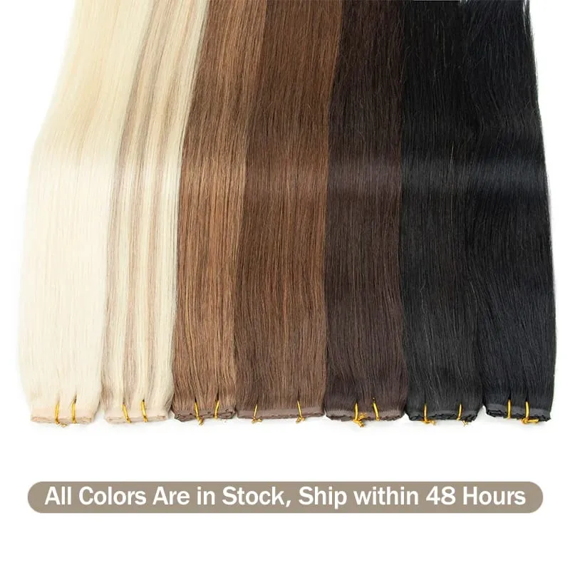 XO Twin Tabs Butterfly Hair Weft Extensions Human Hair Double Injected PU Weft Hole Flat Twin Tabs Real Natural Microlink Hair — image 3