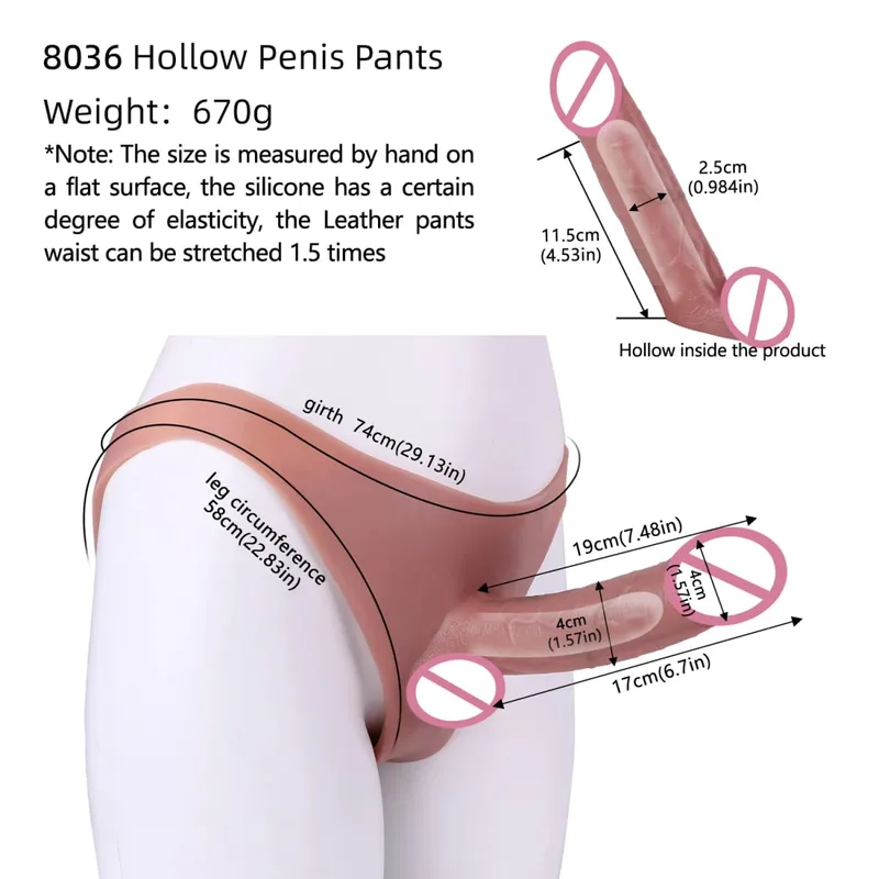 Strap-On Penis Sleeve Realistic Hollow Dildo Pants Silicone Male Dick Extender Lifelike Sex Toys For Men Adult Sexshop — image 7