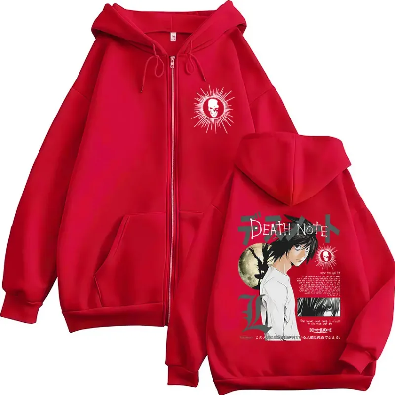 Japanese Anime Death Note L·Lawliet Zipper Hoodies Men's Women Clothing Fashion Hip Hop Zip Up Hooded Sweatshirts Jackets Coats — image 3