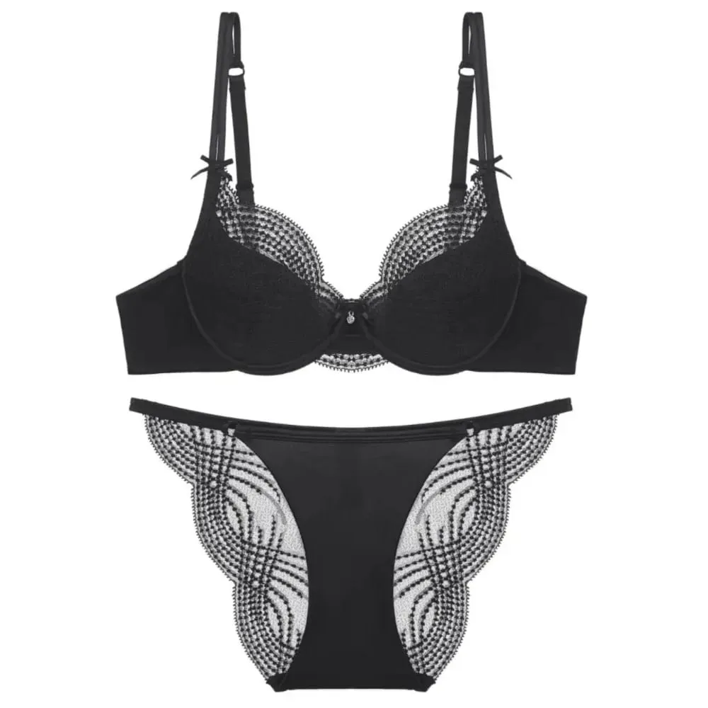 Halvkopp underkläder Set Dam Tunn Cup Push Up Mjuk Bygel BH Trosa Liten bröst Samla sidostöd Anti Sag Underkläder 32‑38 — image 7