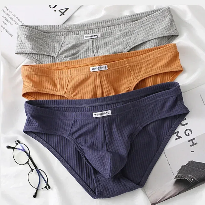 Men's Ribbed Cotton Separate Pouch Briefs Breathable Low Rise Soft Stretch Underwear Panties 1PC — image 3