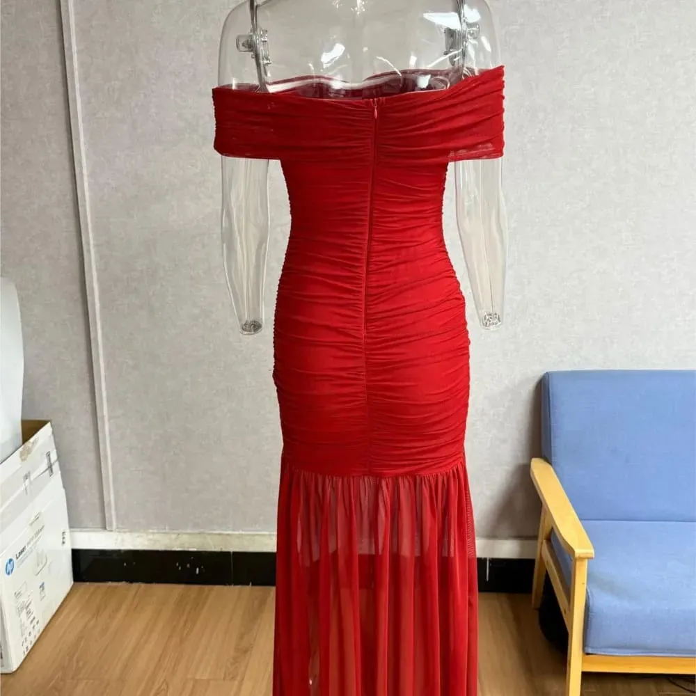 2026 MsChuh Summer Party Dresses For Woman Backless Evening Dress Solid Color Vestidos Off Shoulder Bodycon elegant Temperament