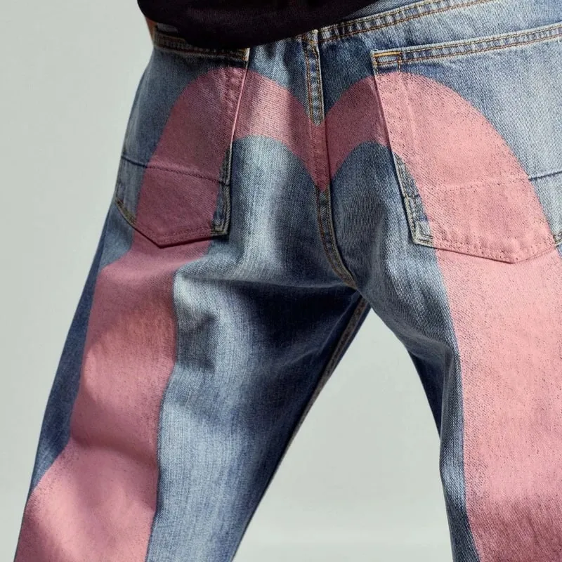 Trend Arrival Jeans Mens Loose Fit Tapered Casual Streetwear Fashion Print High Waist Straight Leg Denim Pants Harajuku Unisex — image 6