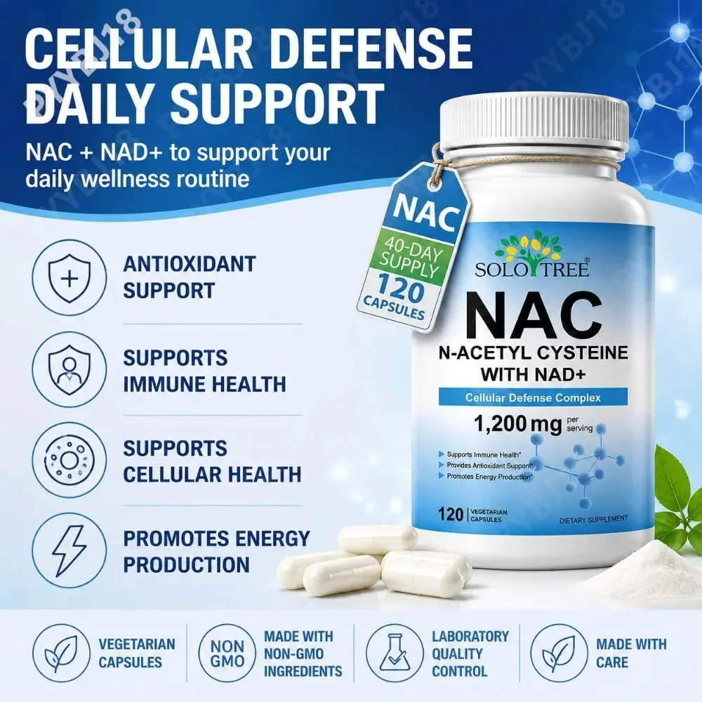 NAC 1150mg NAD+ 50mg Capsules Cellular Defense Complex for Antioxidant Support Immune Health & Energy Production Non‑GMO 120 Ct — image 2