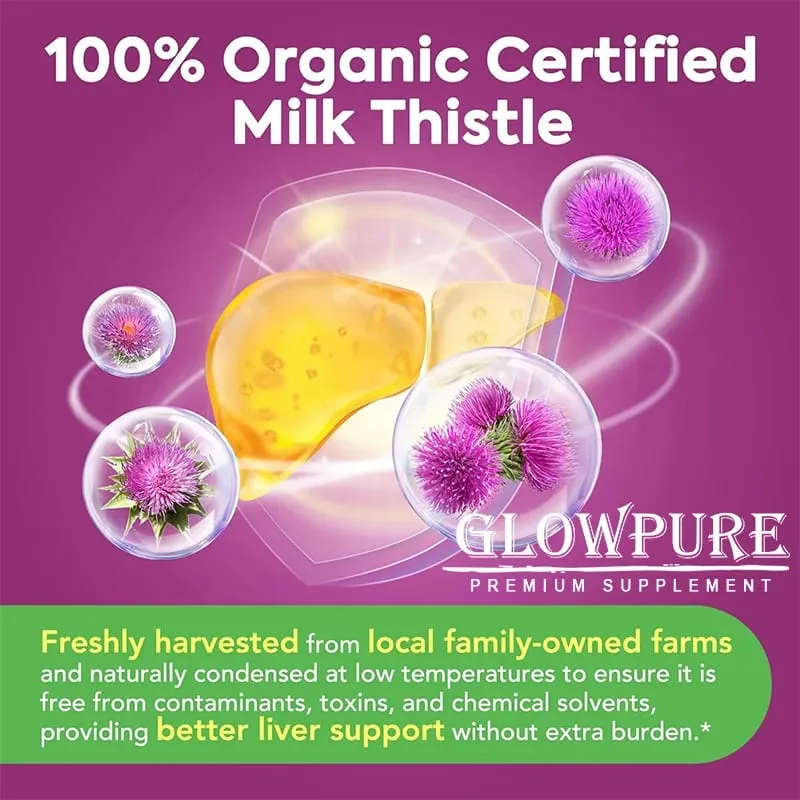Organic Milk Thistle 9000mg - 30X Concentrated Extract with 80% Silymarin for Liver Cleanse Detox & Fatty Liver Support — image 5