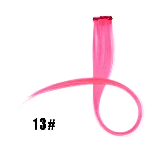 Synthetic Clip-in Hair Extensions 22" Long Colorful Straight Hair Pieces Synthetic Hairpieces for Daily Festival Party