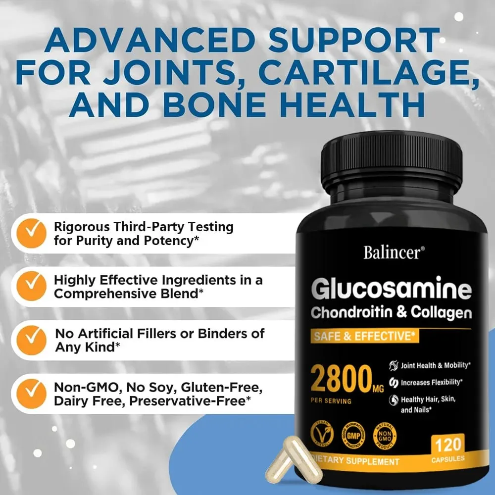 Glucosamine Chondroitin MSM Capsules Joint Support Supplement Support Cartilage Flexibility Bone Strength & Hair Skin Nail — image 4