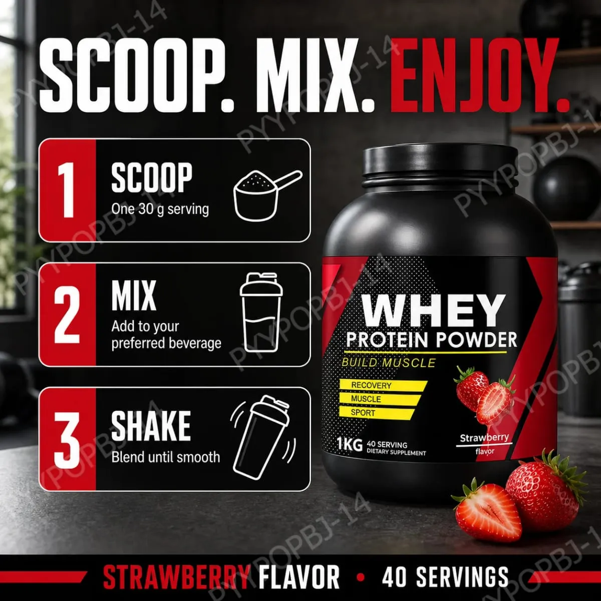 Strawberry Whey Protein Powder for Workout and Muscle Support Daily Protein Nutrition for Active Adults Sports Formula 1kg — image 7