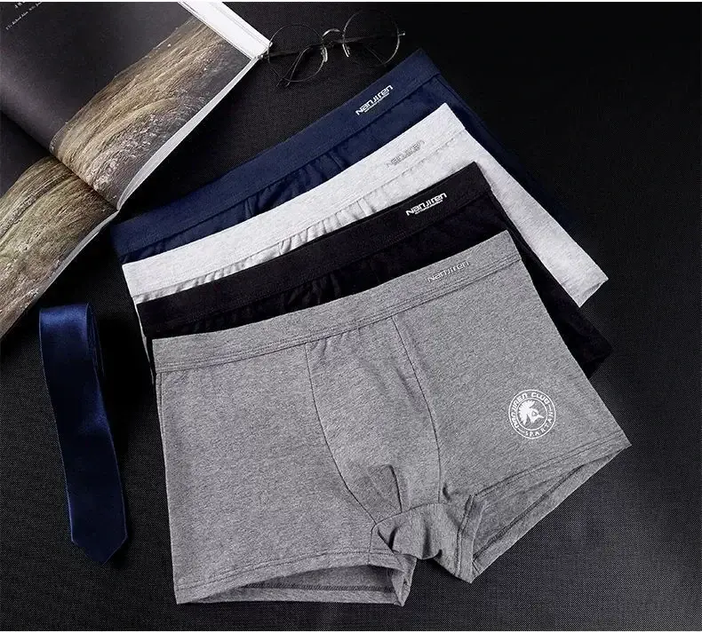 4 pacote masculino plus size boxer shorts de algodão anti-chafe roupa interior grande e alto respirável solto ajuste elástico na cintura boxers — image 1