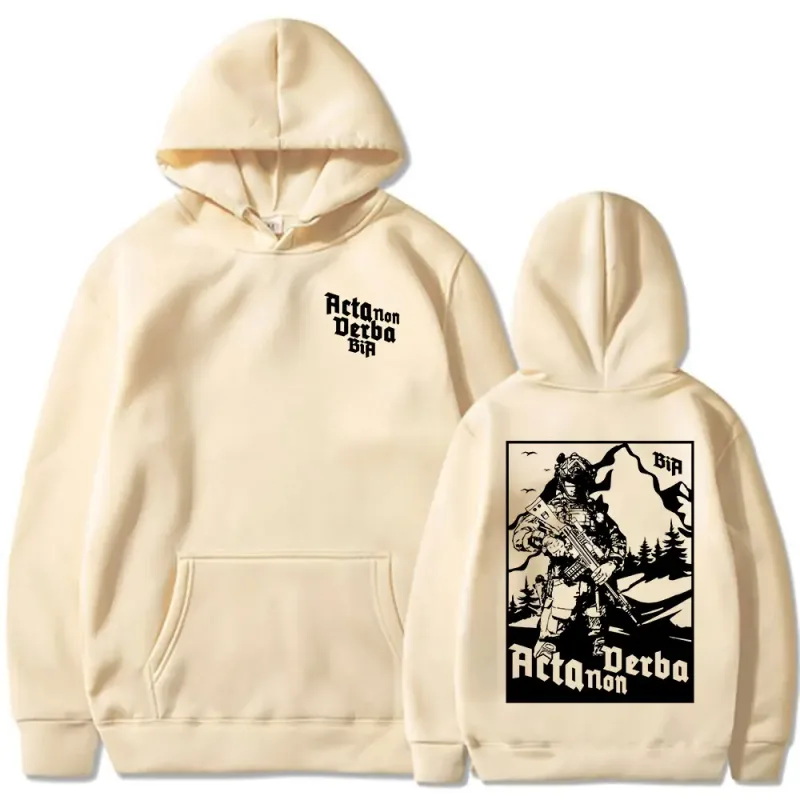 Acta Non Verba Brothers in Arms Double Sided Print Hoodies Men Women Clothing Fashion Sweatshirts Oversized Long Sleeve Pullover
