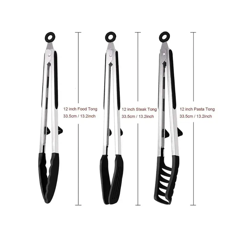 Silicone Kitchen Food Tongs Non Stick Heat Resistant Cooking Clip For BBQ Salad Steak Pasta Household Kitchen Utensils