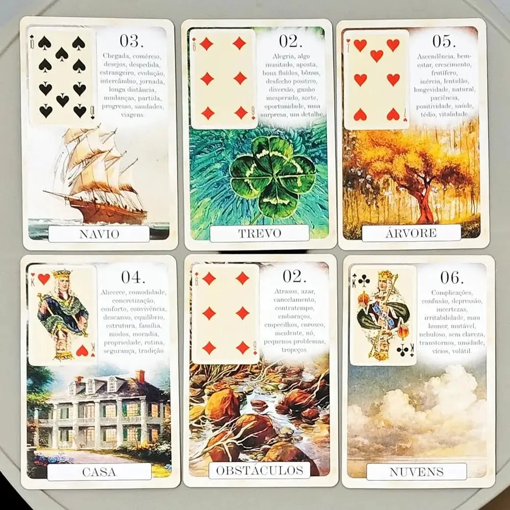 Classique Lenormand Deck 9*6cm - 37 Vintage Style Divination Cards - Classic Portuguese Edition Double-embossed Cardstock — image 4