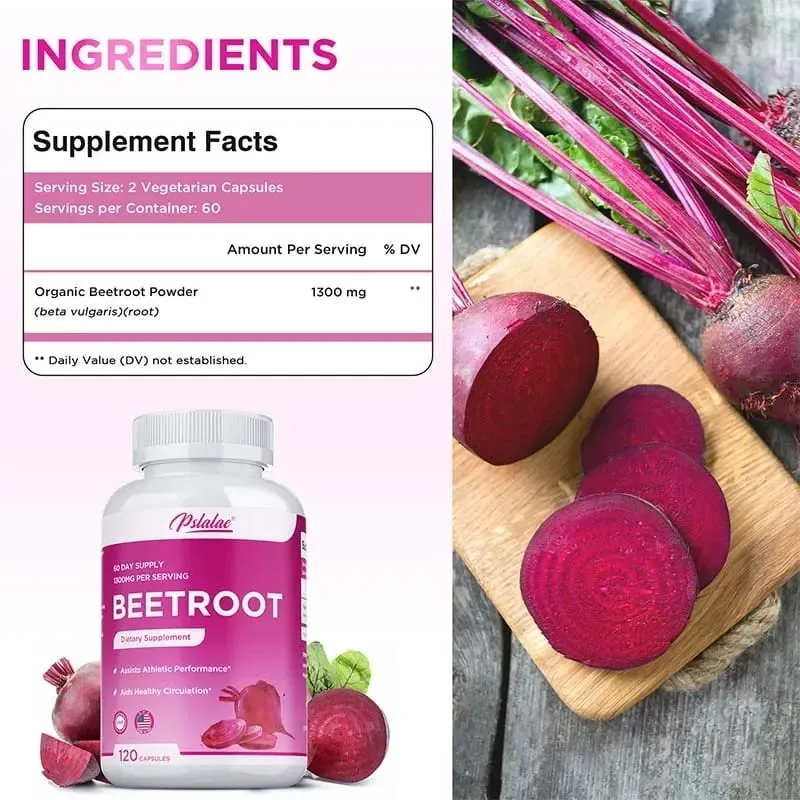 Capsules de racine de betterave – Favorise la santé cardiaque, stimule l'énergie naturelle, améliore l'endurance et maintient une tension artérielle normale. — image 2