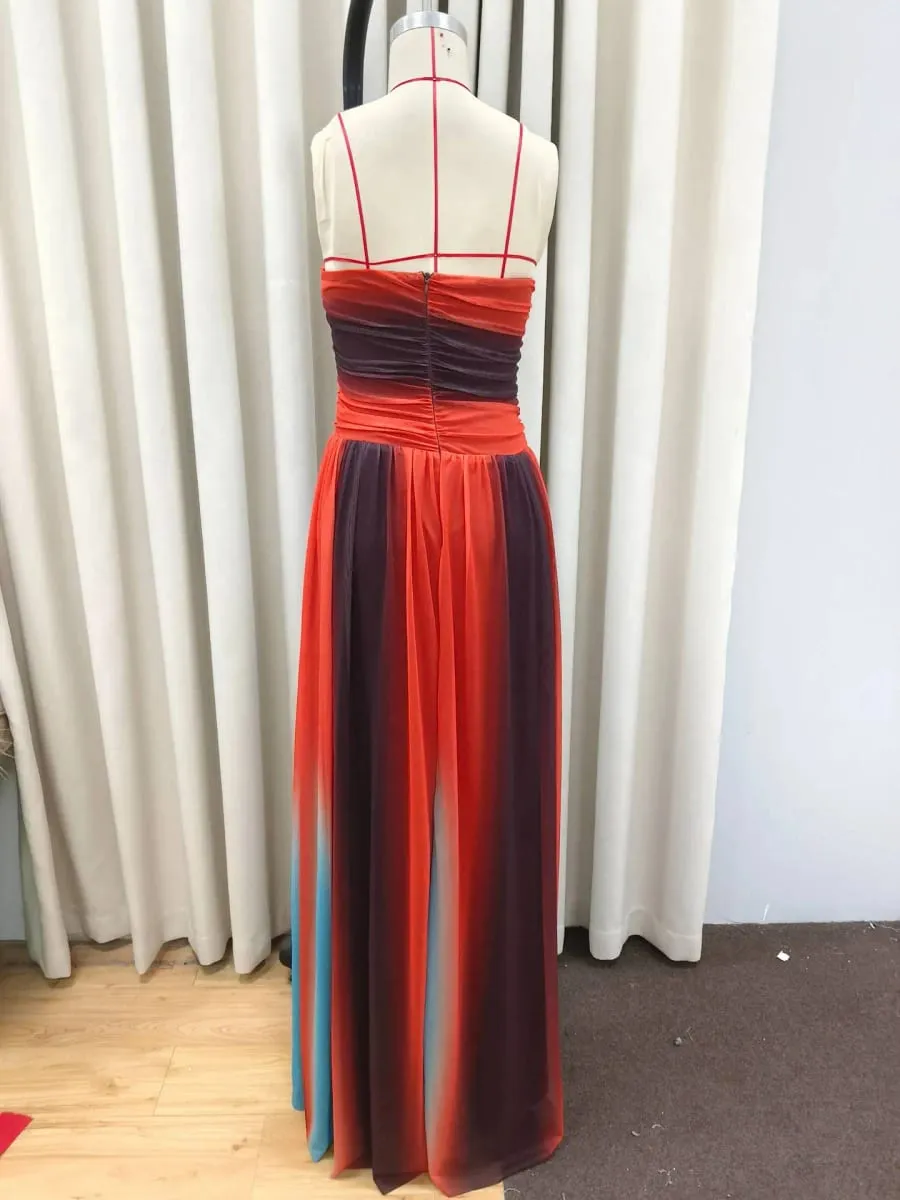 Tie-dye Gradient Hollow Out Women's Maxi Dress Elegant Off Shoulder A-line Hem Long Dresses New Summer 2025 Holiday Female Robes — image 6