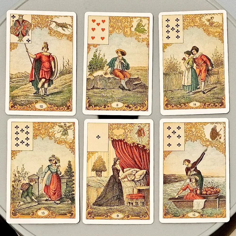 Traditional Cartomancy Cards 9*6cm Vintage Antique Destiny Fortune Telling Cards 32-Card Oracle Deck Le Jeu Du Destin Antique — image 4