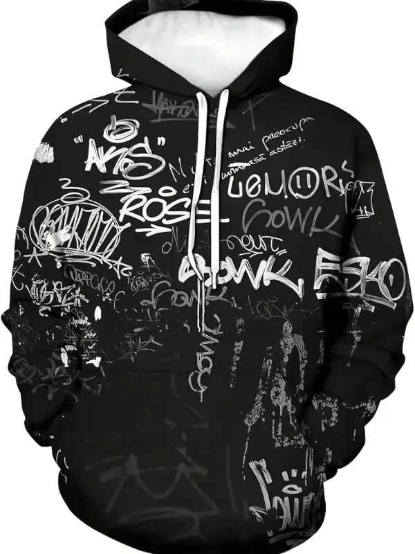 2024 novo masculino pintado graffiti fluxo impresso hoodie casual na moda manga longa esportes topo rua masculino padrão colorido hoodie — image 14
