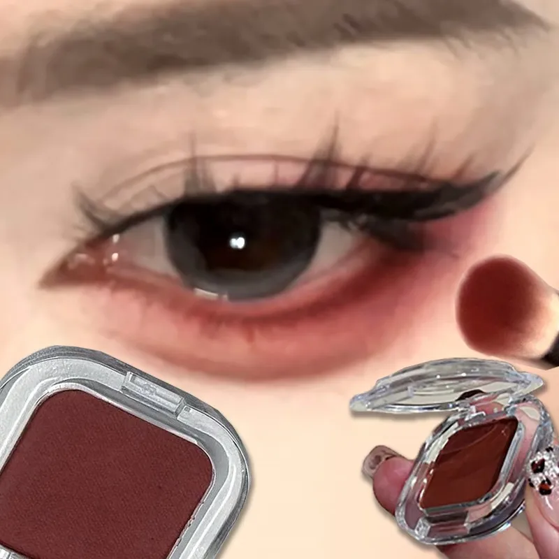 Red Brown Monochrome Eyeshadow Eyeliner Powder Palette Silky Matte Coral Red Lying Silkworm Eyeliner Waterproof Aegyo-sal Makeup — image 2