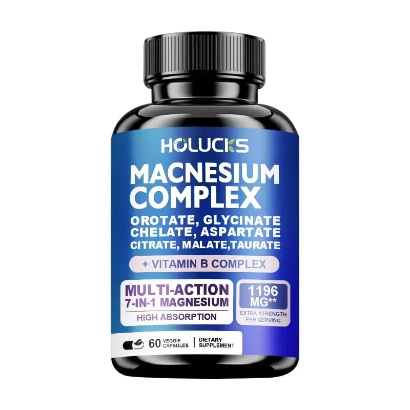 Suplemen Magnesium Kompleks 1000mg dengan Vitamin C E B1 B2 B6 B12 Chelated Magnesium Glycinate Malate Taurate & Sitrat