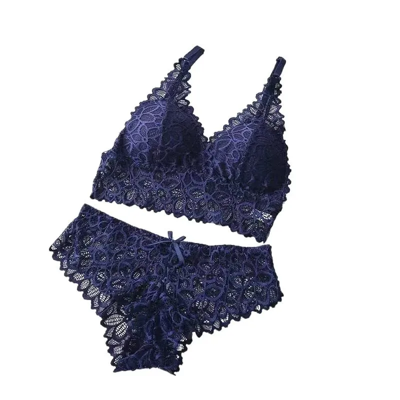 Sexy Lace Women's Underwear Set Seamless Wire-Free Hollow Out Bra and Panty with Embroidery Intimate Lingerie for Women — image 5