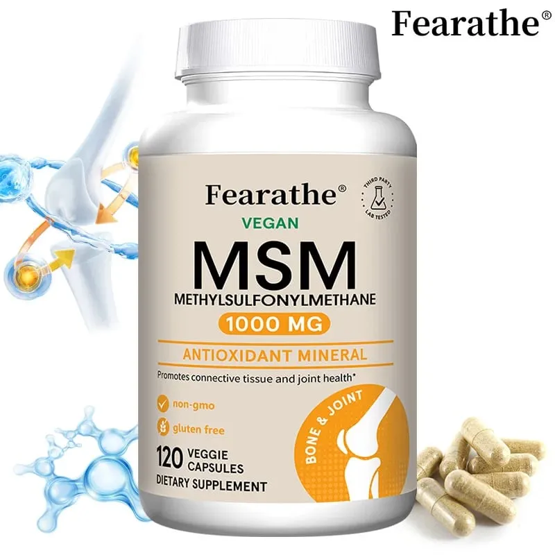 Fearathe Methylsulfonylmethane(MSM)1000 Mg Antioxidant Promotes Joint Health Balanced Calcium Absorption Non-GMO Gluten-free — image 1