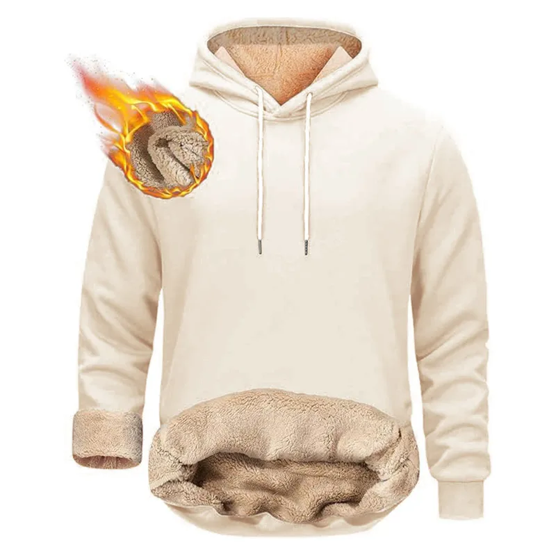 Vinter Varma Luvtröjor Herr Sport Tjocka Sweatshirts Vindtät Thermal Casual Enfärgad Lös långärmad tröja Streetwear — image 2
