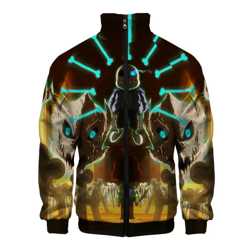 Luxo popular sans undertale 3d impressão zíper raglan jaqueta blusão meninos/meninas confortáveis gola jaquetas casacos — image 10