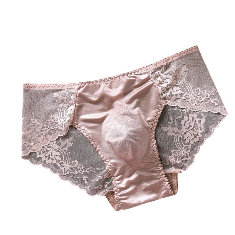 Män Spetstrosor Seamless Ice Silk Trosor Underkläder 3D Bulge Pouch Låg midja Gay Trosor — image 16