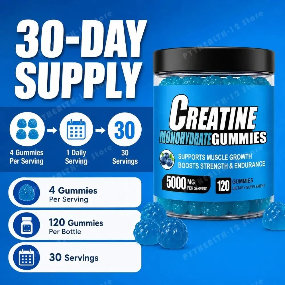 Creatine Monohydrate Gummies 5000mg Per Serving 120 Gummies for Muscle Strength Endurance & Energy Dietary Supplement — image 6