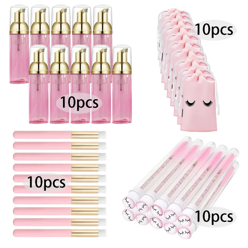 20/40Pcs 60ml 플라스틱 리필 가능 누출 방지 빈 폼 펌프 병 래쉬 샴푸 키트 여행 비누 디스펜서 페이스 워시 메이크업 도구
