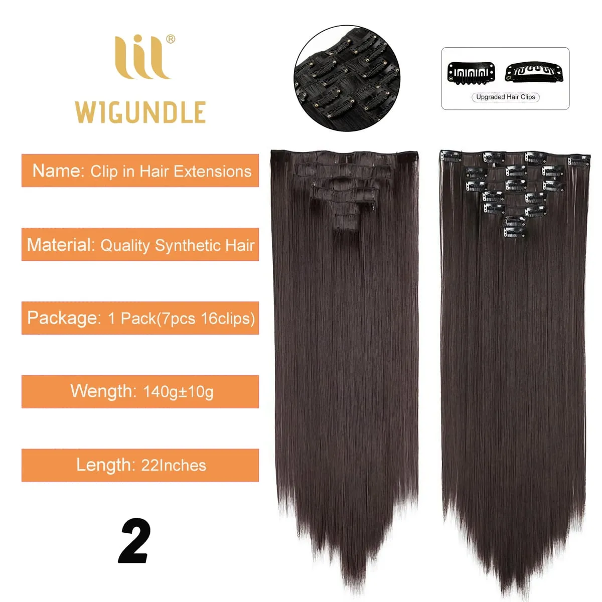 Clips In Hair Extension Long Straight Hair Pieces Clip In Hair Extension 22inches 7pcs/set Synthetic Fake Hair Pieces for Women — image 8