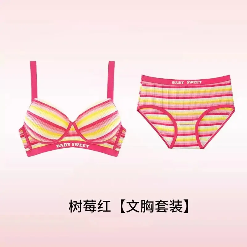 Seamless Bra Set for Women Rainbow Striped Shaping Bralette Lifting & Anti-Sagging Lingerie Small Bust Fit S-XL — image 11