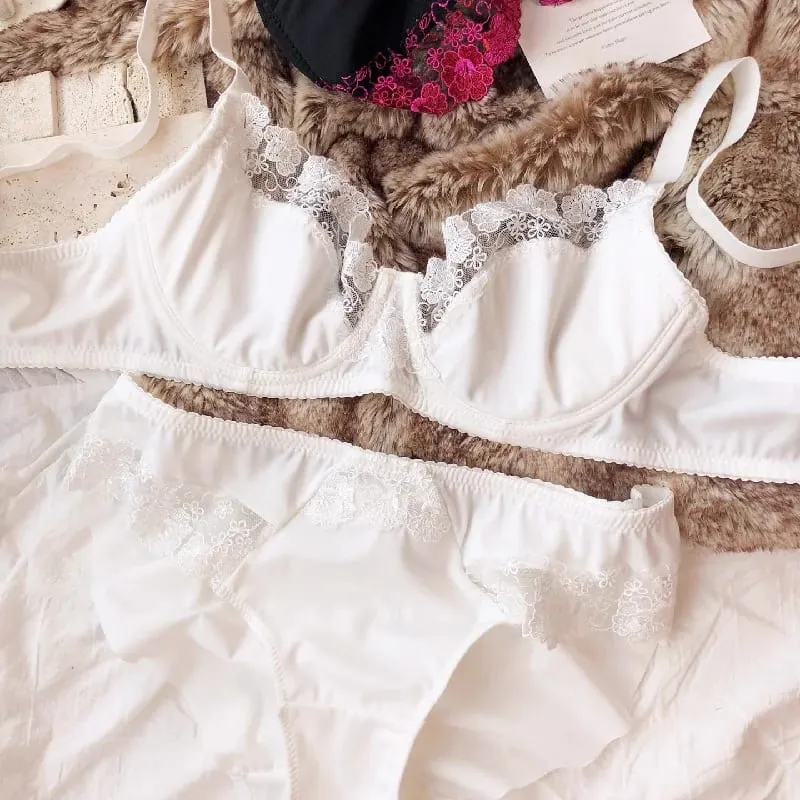 75-95 BCDEFG Summer New thin Floral Embroidery Push Up Women Sexy Underwear Sets Bra And Panty Lingerie Intimates — image 10
