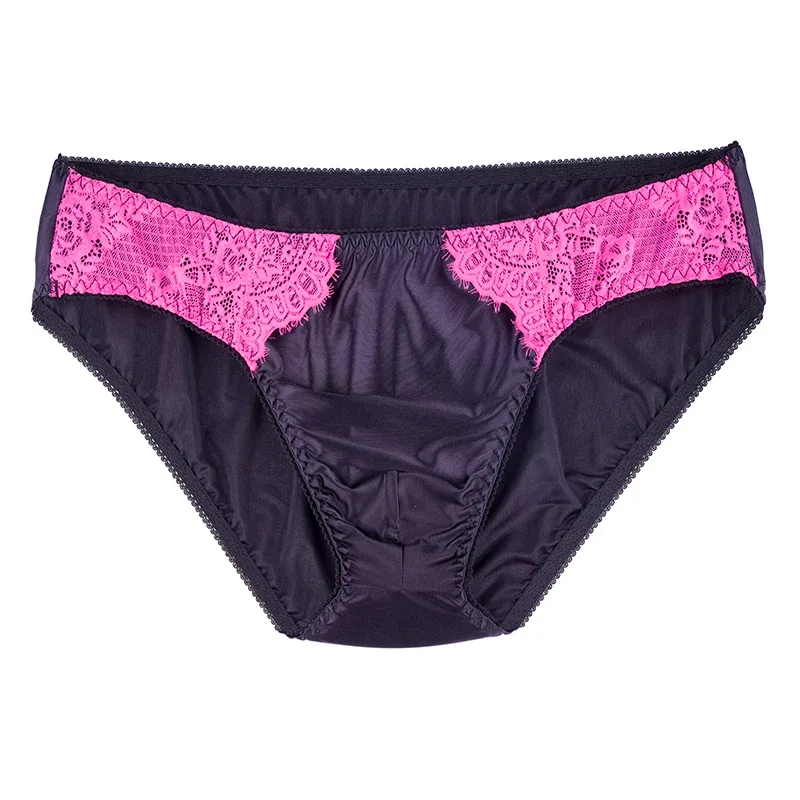 Men's Sexy Briefs Comfortable Healthy Elastic Soft Pouch mid Waist Pure Underwear Men's lace shiny gay underwear — image 14