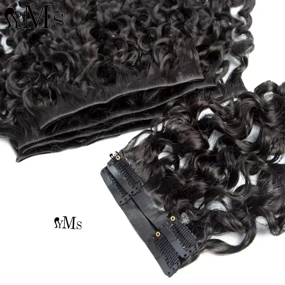 Curly Invisible Clip In Extension Human Hair YMS Invisible PU Seamless Lao Kinky Curly Clip Ins Injected Clip Ins Weft For Woman — image 4
