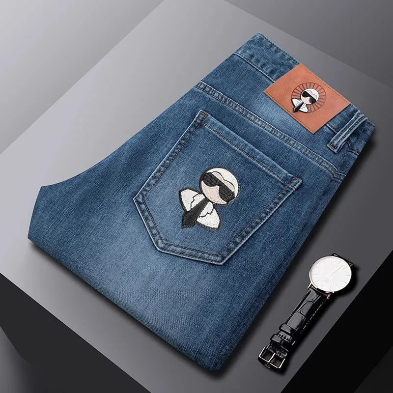 Fashion Men Jeans Stretch Straight Leg Casual Slim Fit Denim Pants Male Brand Luxury Design Business Classic Trousers — image 2