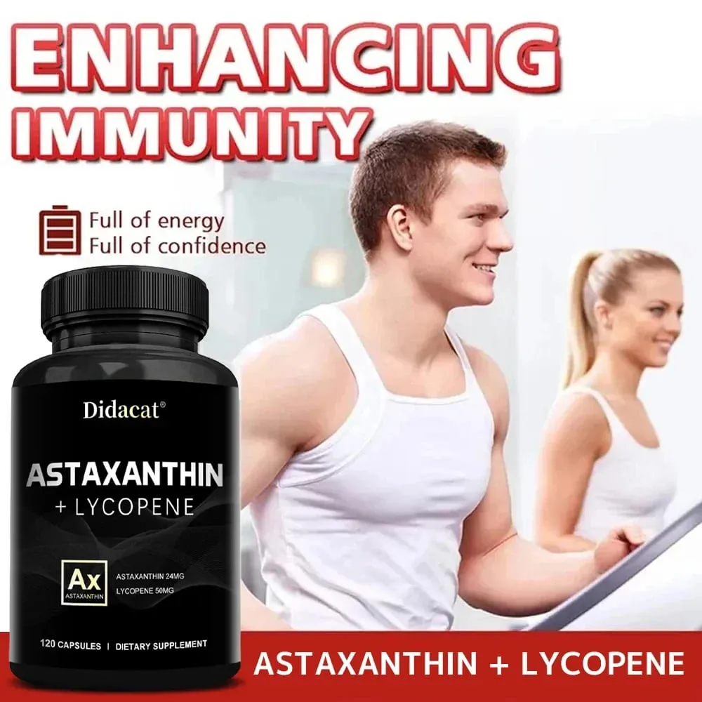 Icelandic Astaxanthin 24mg + Lycopene 50mg Heart Brain Joint Immune Antioxidant Dietary Supplement - 120 Capsules — image 4