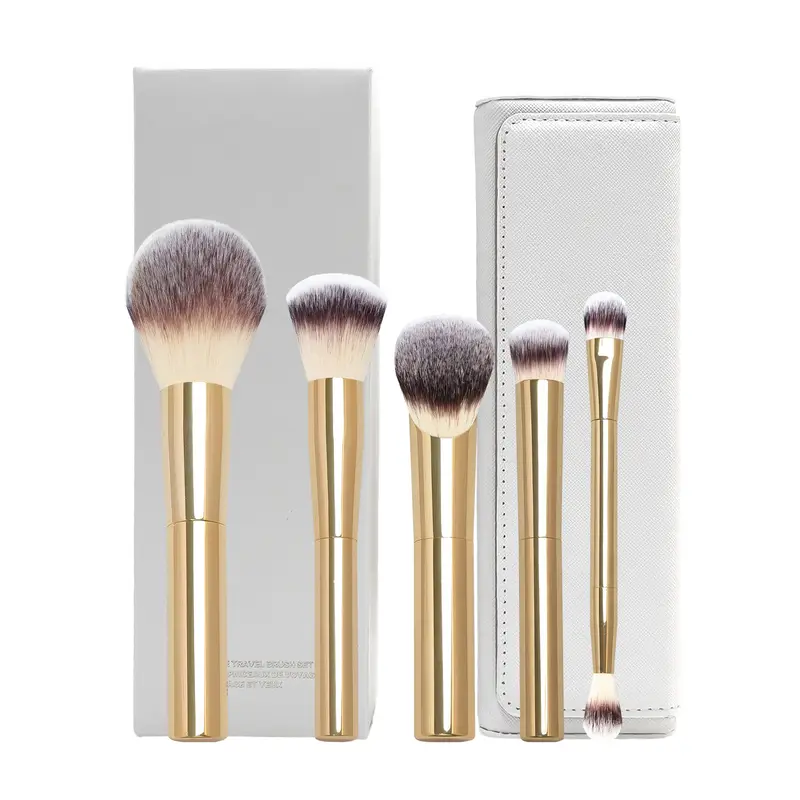 5pcs/set Hourglass Makeup Brushes Powder Foundation Blush Concealer Eyeshadow Crease Make Up Brush With White Leather bag