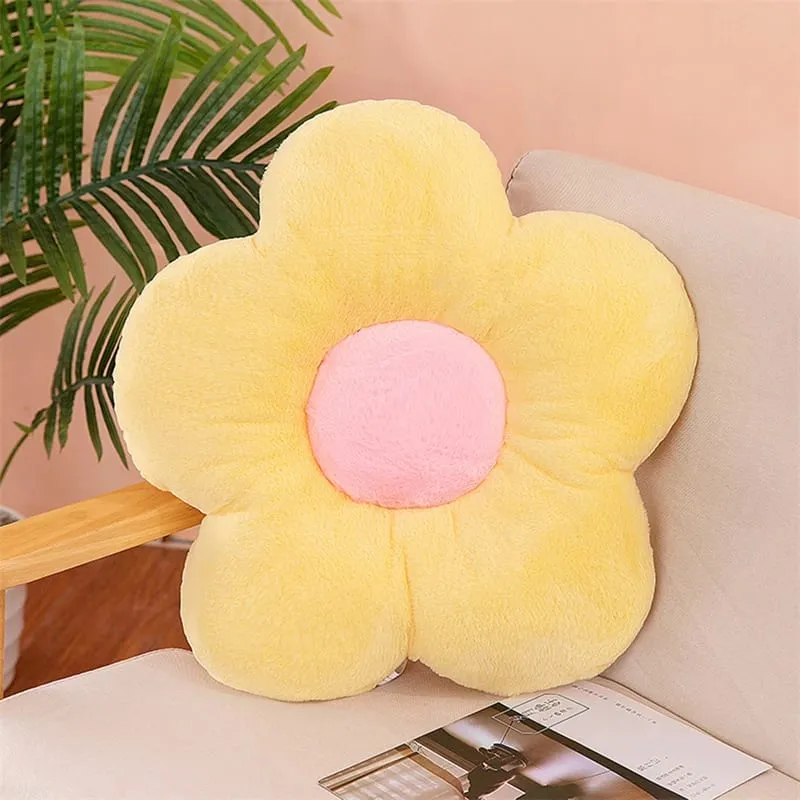 Practical 35cm Kawaii Colorful Flower Plush Pillow Cushion Soft Sunflower Plant Mat Stuffed Sofa Bed Sleeping Back Decor Gifts — image 16