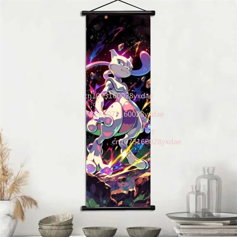 Anime Printed Pokemon Poster Cartoon Wall Artwork Gengar Squirtle Bulbasaur Pikachu Hanging Scroll Family Room Decoration — image 5