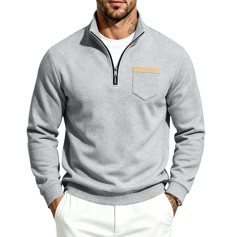 Mga Lalaki 2026 Autumn Winter Hot Item Fleece Lined Stand Collar Loose Vintage Sweatshirt Casual Commuter Fashion Lalaki Pang-araw-araw na Panlabas na Kasuotan — image 18