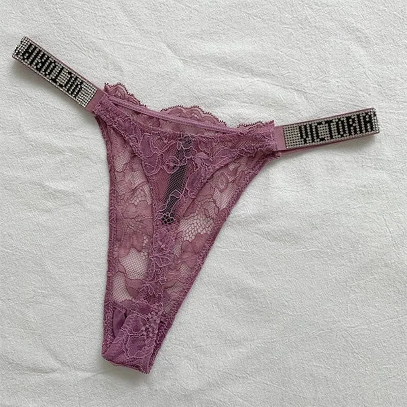 2025 New Sexy Pink Brand Lingerie Female Intimate Underwear Rise Women Panties Bra Rhinestone Letter Comfort Brief — image 13