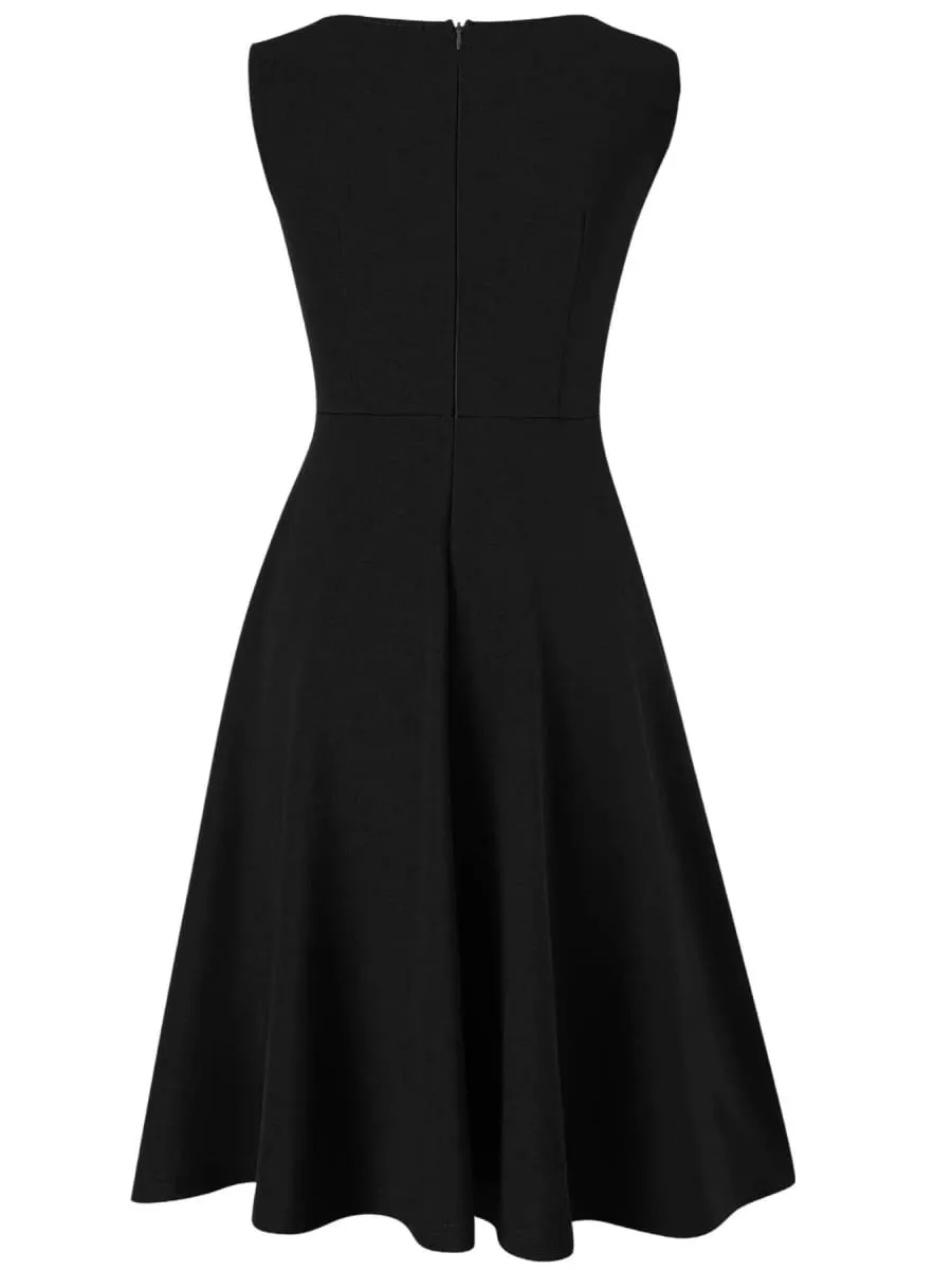 Vestido feminino sem mangas elegante, verão, trabalho, escritório, linha a, vintage, zíper frontal, negócios, casual, festa, slim fit e flare, vestido de balanço — image 4