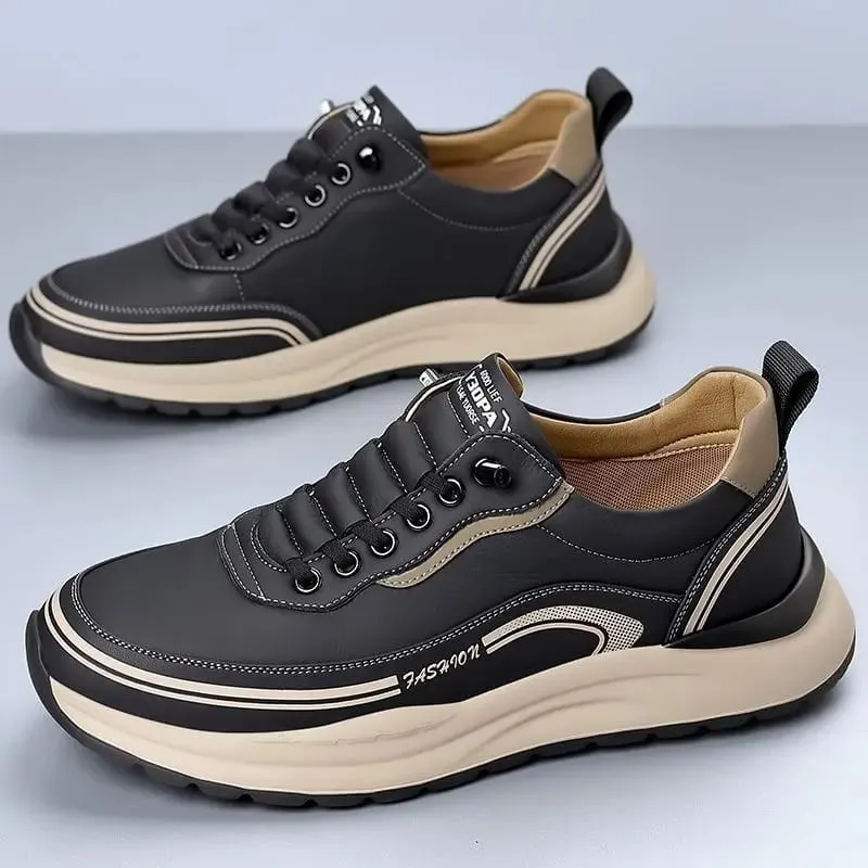 2026 Mens Leather Casual Shoes Slip On Comfortable Breathable Lightweight Non Slip Waterproof Loafers — image 2